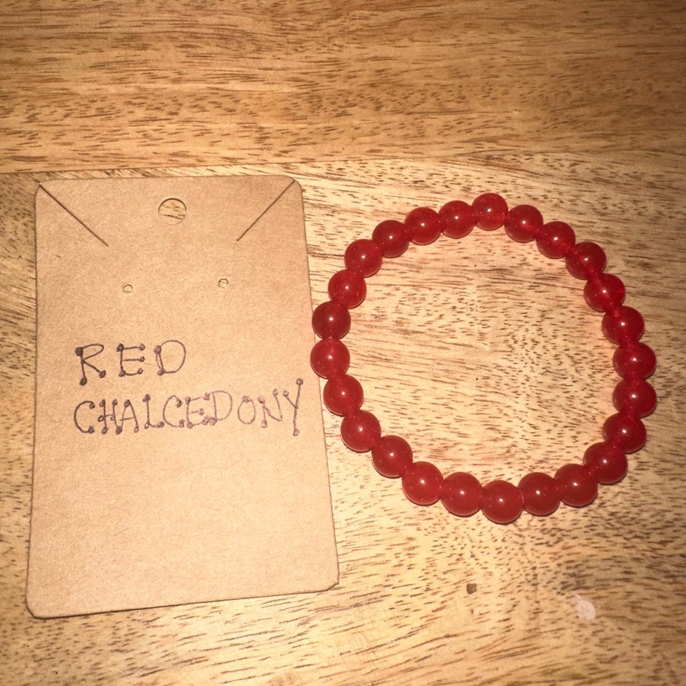 Red Chalcedony Beaded Bracelet